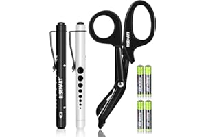 RISEMART 3 Pack Pen Light & Bandage Scissors for Nurses - Medical Scissors and Penlights for Nurses with Batteries, Medical Accessories for Doctor, Nursing Students, First Aid, EMT, EMS