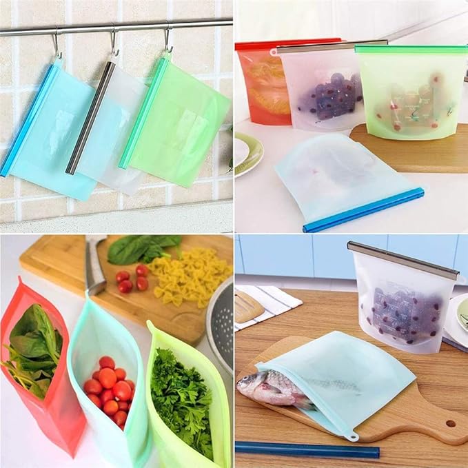 KMDB Bolsa de Silicona para Alimentos, Reutilizable, 6 Paquetes ...