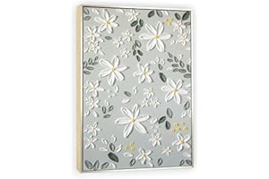 GEEKMACRO Flower Canvas Paintings Wall Art - Textured 3D Hand-Painted Oil Painting Vertical Gold Framed Modern Home Decor Floral Artwork Decorations for Bedroom Living Room 24x36inch