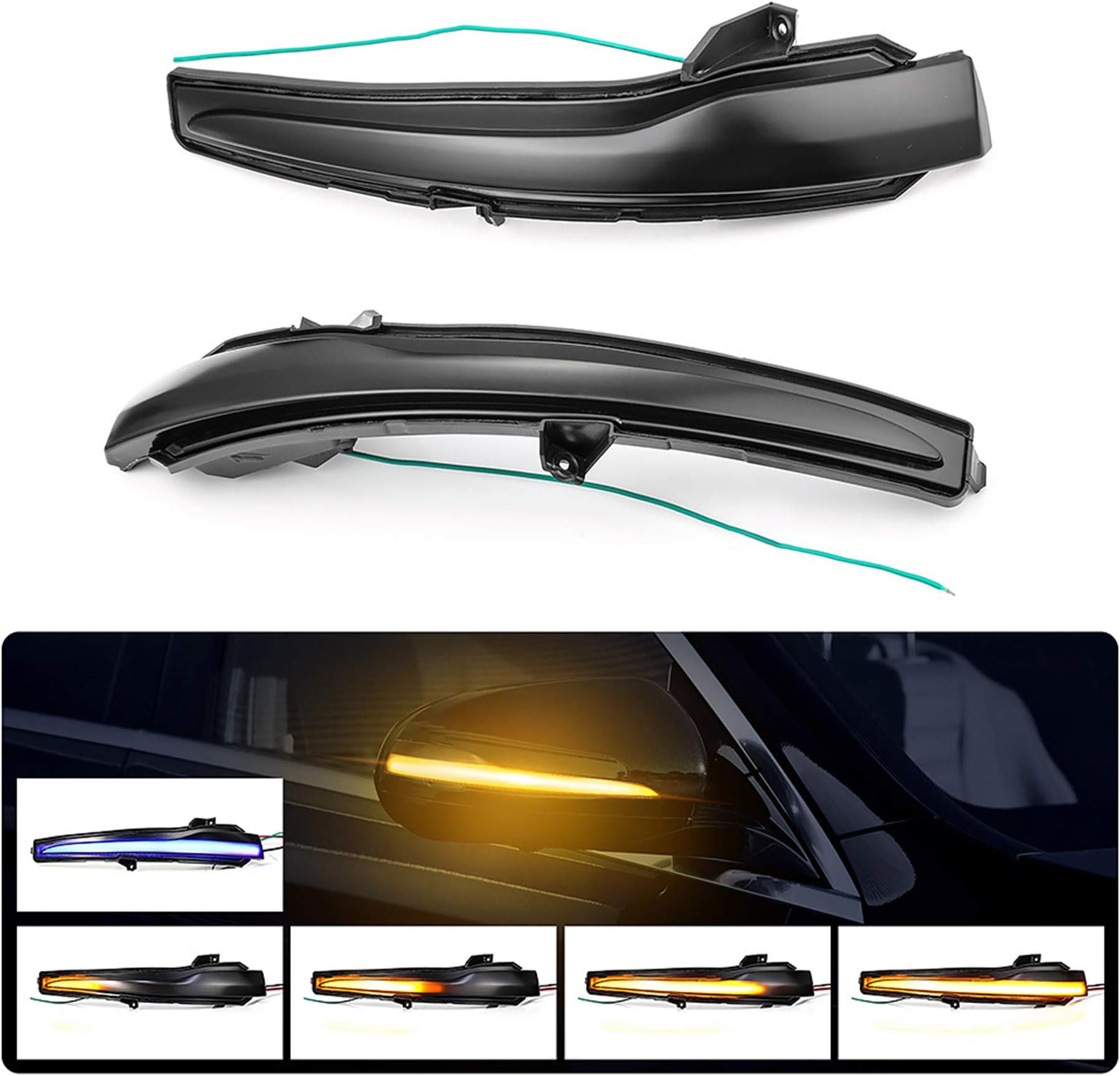 Rear View Mirror Dynamic Turn Signal LED Light Indicator Compatible for Mercedes Benz Left Hand Drive Only (C Class W205 C180 C200 C220 C250)