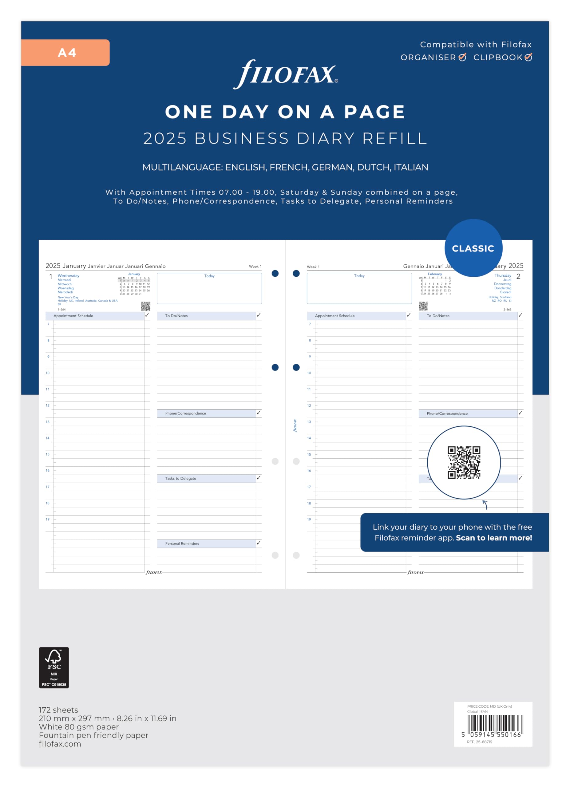 A4 Business day per page 5 language appointments 2025 — image 1