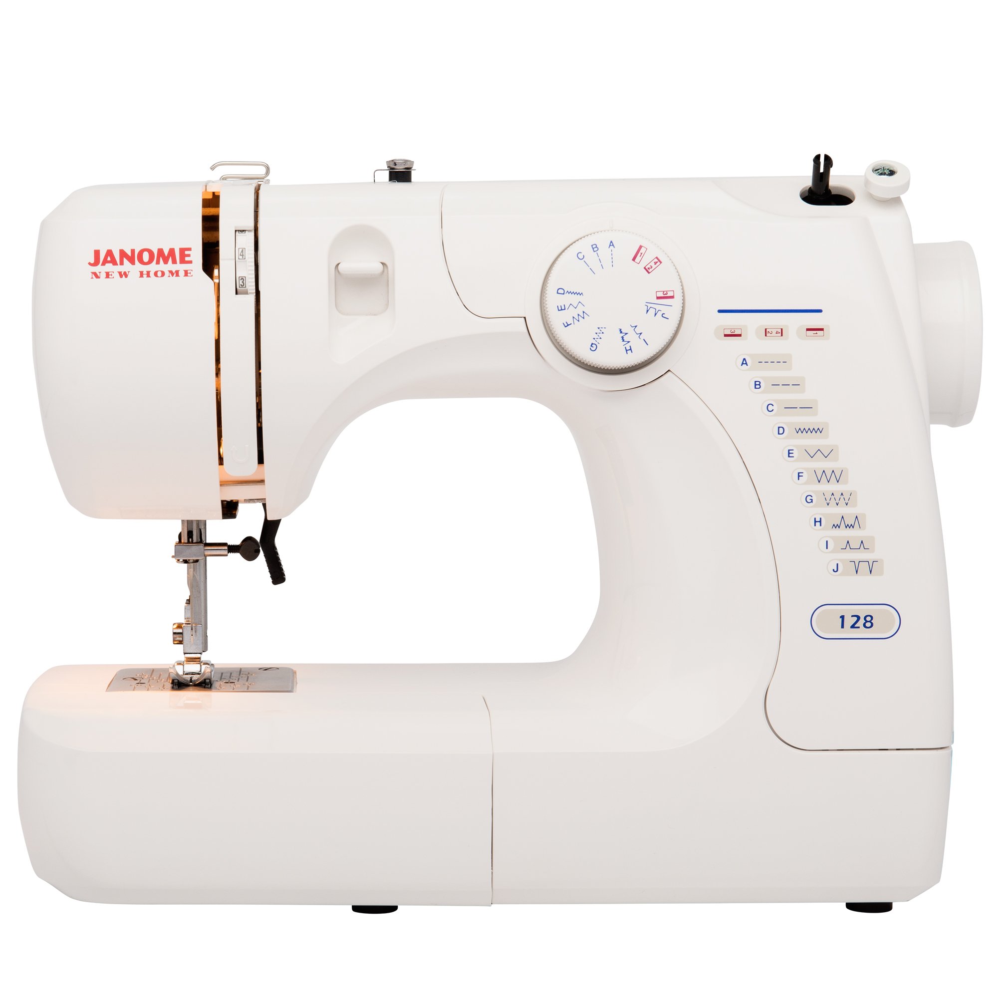 Janome Basic EasytoUse 128 Sewing Machine with Interior Metal Frame, Front Loading Bobbin