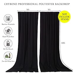 Black Backdrop Curtains 2 Panels 5ft x 10ft