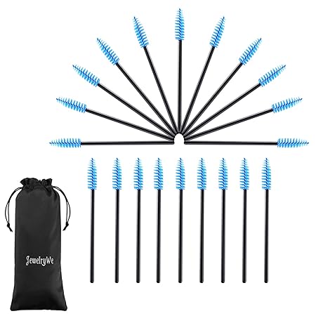 JewelryWe 100 Stück Wimpernbürste Wimpern Bürste Pinsel Mascara Wimperntusche Kosmetik Bürsten Make up set Blau