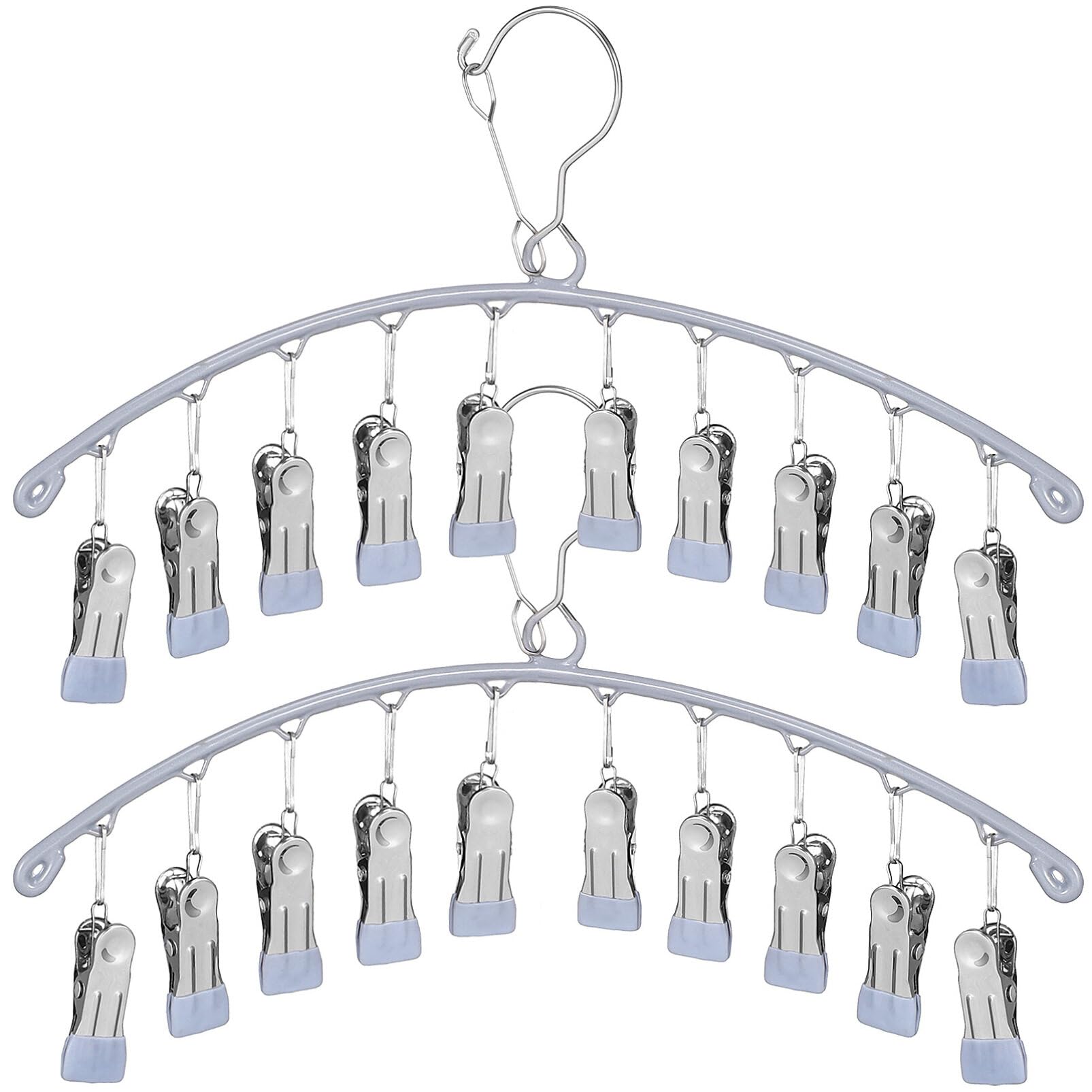 Alipis Stainless Steel Sock Drying Rack with 10 Clips Multi-Functional Windproof Hanger for Socks and Hats Space-Saving Laundry Organizer