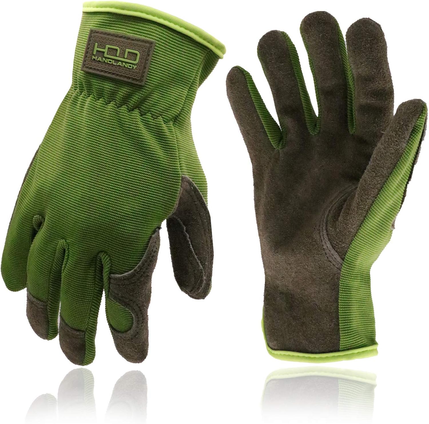 Men Women Leather Gardening Gloves, Utility Work Gloves for Mechanics, Construction, Driver, Dexterity Breathable Design