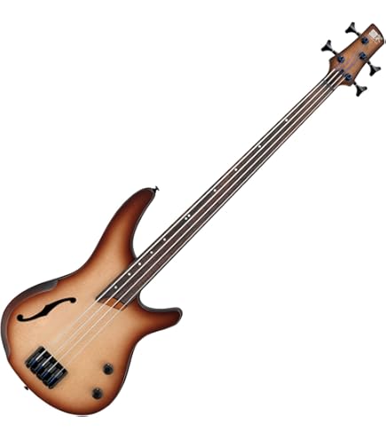 Amazon.com: Ibanez SRH505F Fretless - Natural Browned Burst Flat
