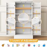 cointwo 47" Kitchen Cupboard with Adjustable Shelves - White Storage Unit view 4