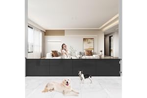 Pawtners Retractable Baby Gates Extra Wide, 41" Tall Extends up to 200" Wide, Dog Gate Indoor for Stairs, Pet Gate with Support Rods for Doorways Hallways Garage Indoor & Outdoor-Black