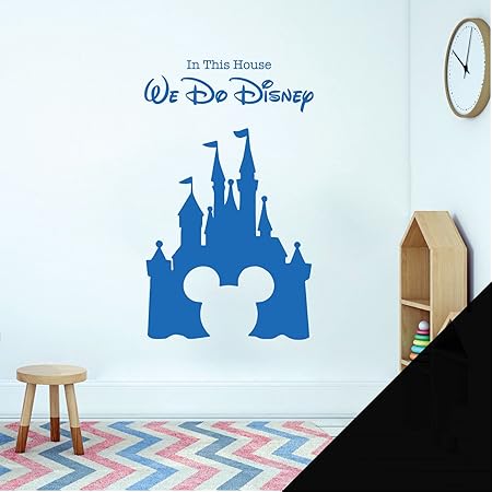 Children Playroom Bedroom Disney Inspired Wall Sticker We Do Disney Castle Mickey Mouse Black
