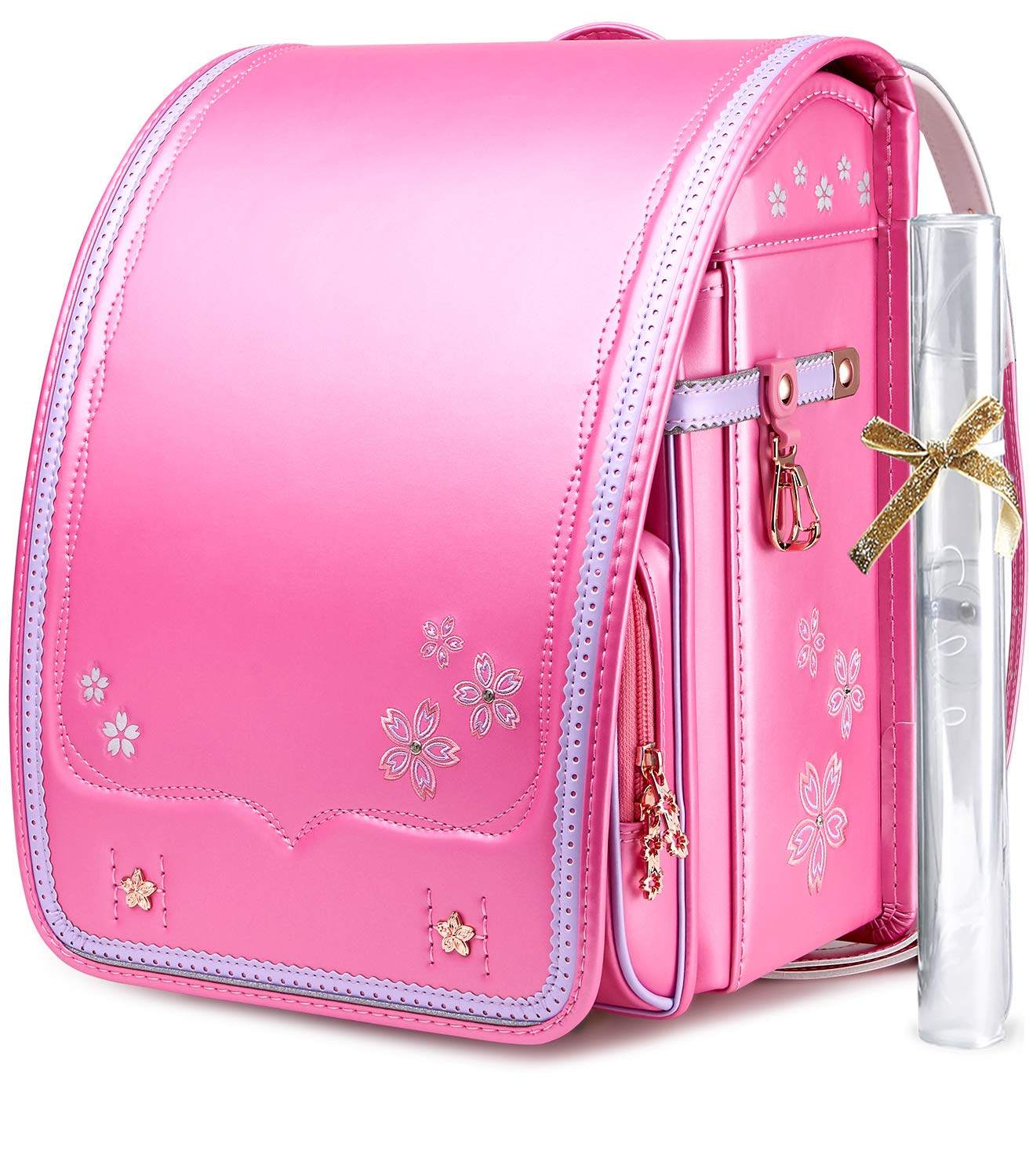 [Coulomb] さくら モデル 高級人気美しい ランドセル女の子用/小学生通学カバン/豪華なさくら刺繍/ツヤありパール生地/丈夫な手縫い/ギフトパッケージ/5色展開(ピンク)商品画像