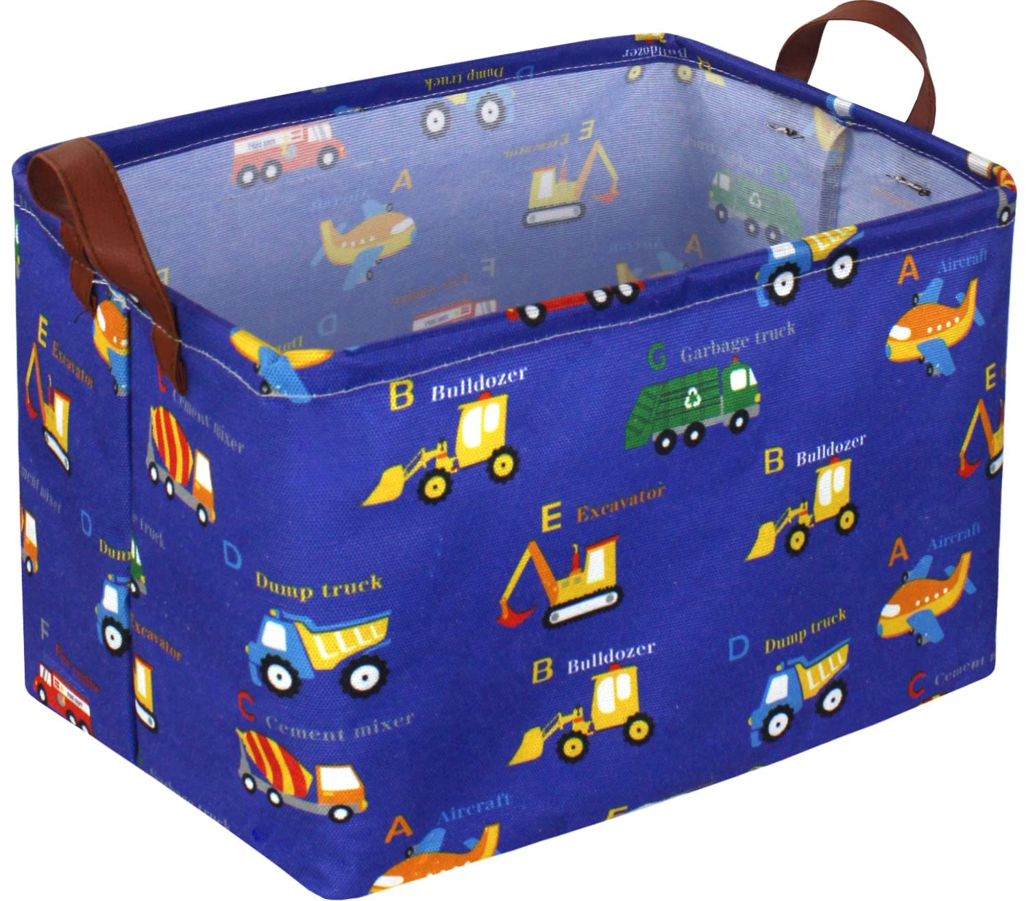Essme Rectangular Bule Basket ,Kids Storage Bins,Monster Truck Basket,Car Storage Basket with Handles for Boys Room Decor,Shelf Basket.(vehicle)