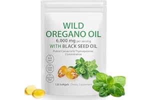 Tooffi Oil of Oregano Softgels,Oregano Oil Capsules Organic,2-in-1 6000mg Oil of Oregano with Black Seed Oil 200mg,Oregano Oil with Black Seed Oil Softgels,120 Softgel Capsules