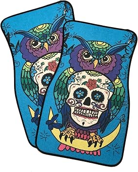 Amazon Com Victorystore Owl Sugar Skull 2 Piece Carpet Car Floor