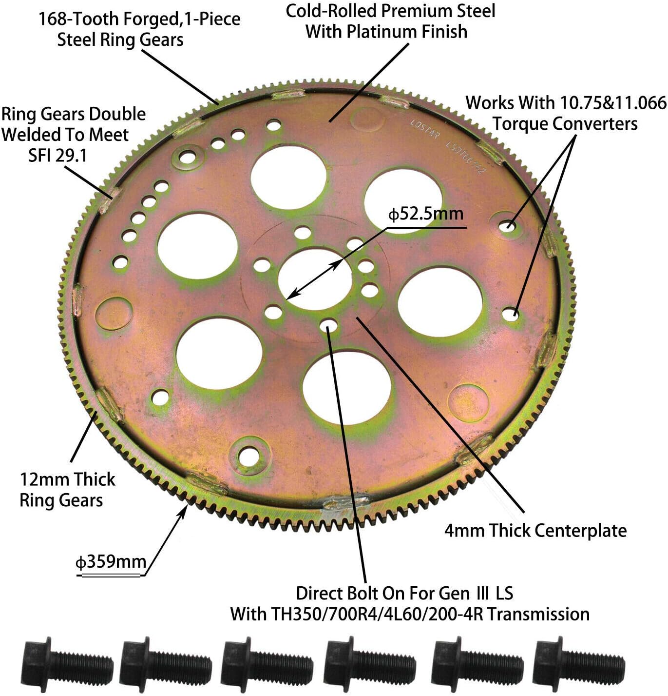 LOSTAR LS Adapter Flexplate With Bolts Kit LS1 TH400 TH350
