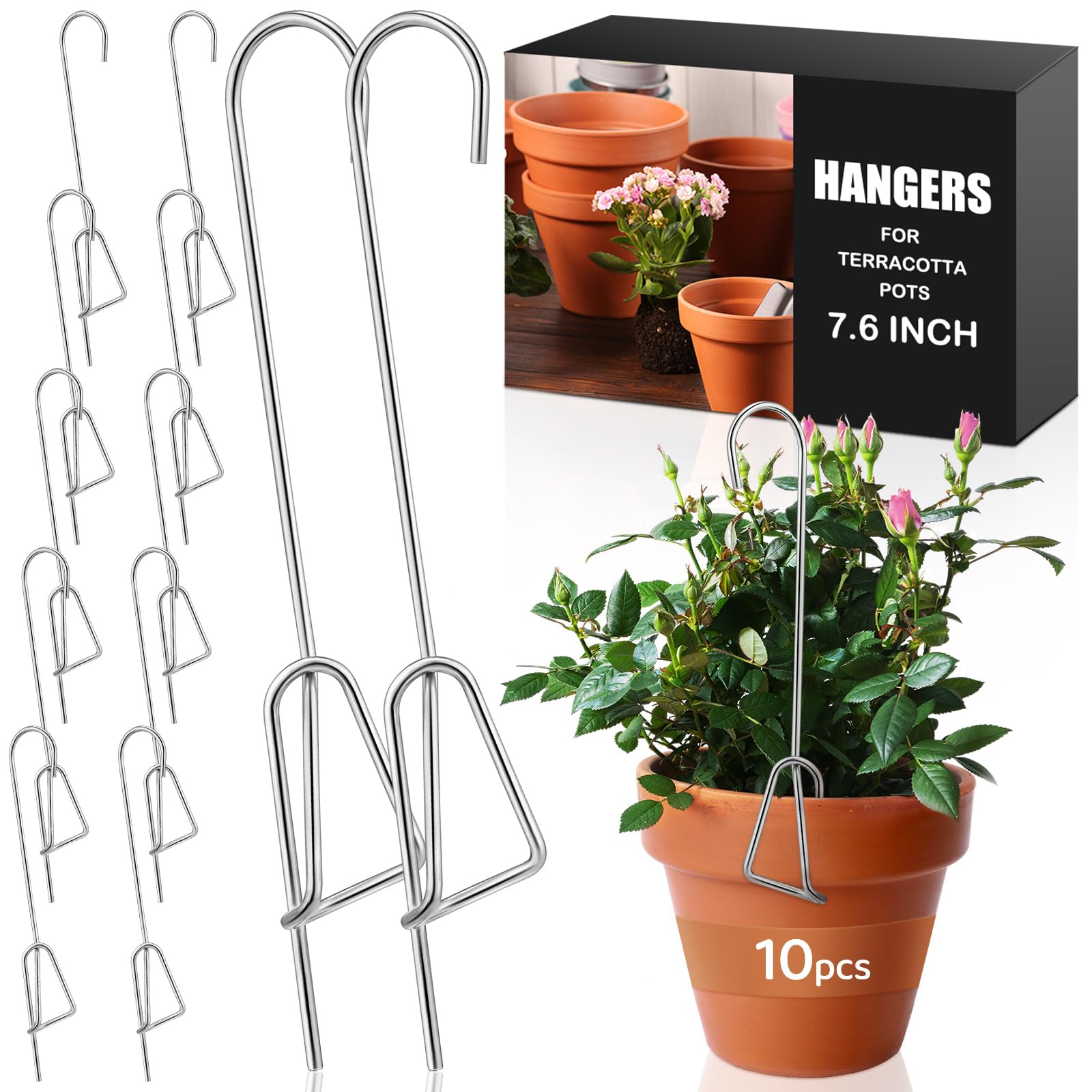 Photo 1 of Blulu 10 Pcs 7.6 Inch Orchid Hanger Clip on Pot Hanger for Orchids Metal Wall Pot Hooks for Indoor and Outdoor Vertical Garden Plants