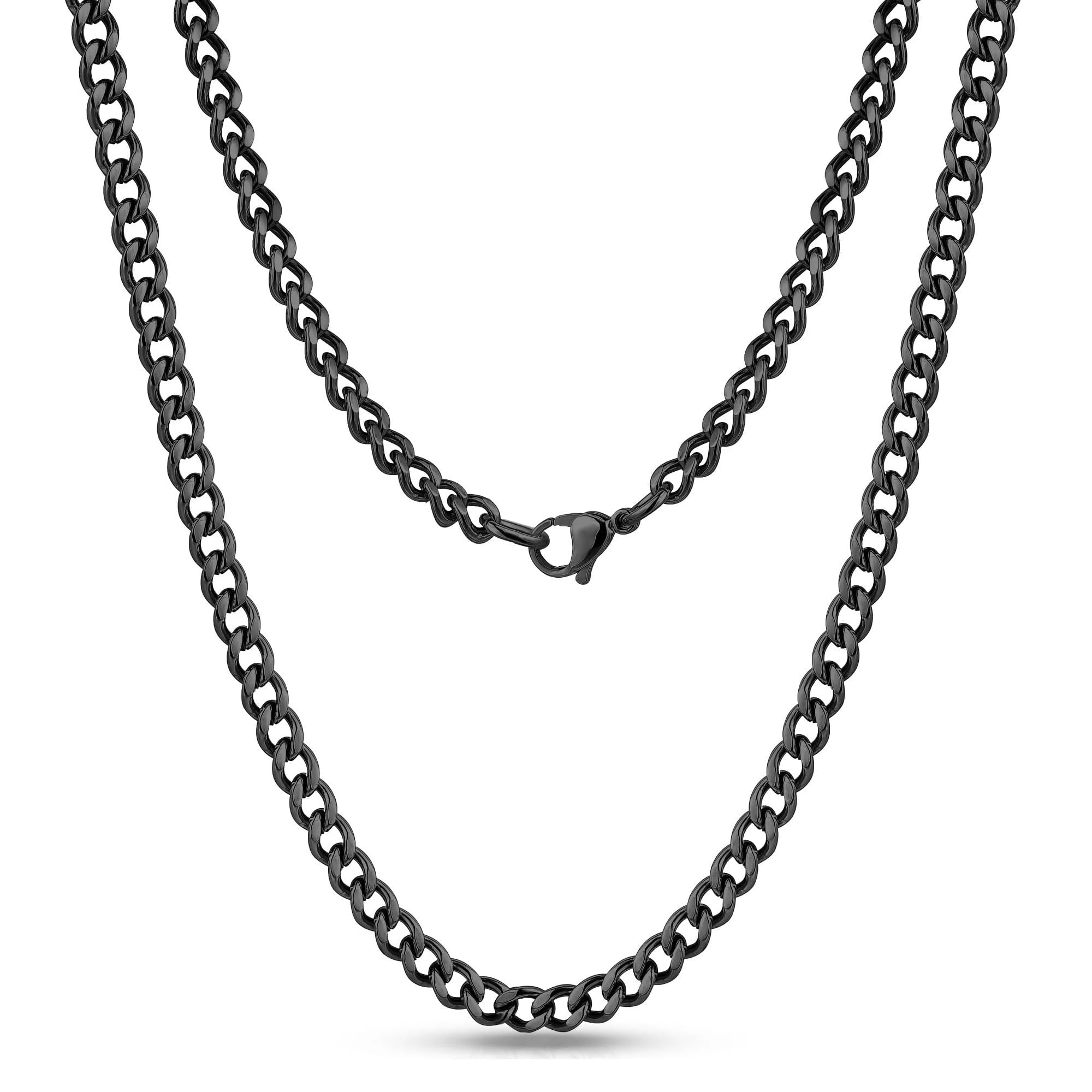 Cadoline 316L Stainless Steel Men's Jewellery 11mm 20 Inch Black Chain Necklace Link Curb