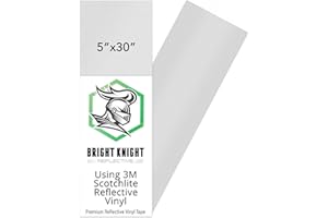 White Reflective Tape Motorcycle Helmet Stickers 5x30. Made With 3M Reflective Tape. Vinyl Reflective Stickers for Trailers, Cars, Bikes, Rims. Waterproof Reflective Vinyl Roll by Bright Knight Decals