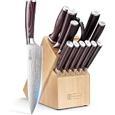 PAUDIN 14-Piece Knife Set, Ultra Sharp Kitchen Knife Set with Block | High-Carbon Stainless Steel Knife Block Set, Ergonomic Handle, Ideal Gift for Home and Restaurant Cooking