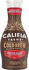Califia Farms - Pure Black Medium Roast Cold Brew Coffee, 48 Oz, 100% Arabica, Plant Based, Vegan, Gluten Free, Non GMO, Suga