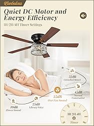 56 Inch Low Profile Chandelier Ceiling Fan with