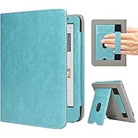 Tenano Case for 6" Kobo Clara Colour/BW, Premium PU Leather Cover with Auto Sleep Wake, Hand Strap and Foldable Stand, Sky Bl