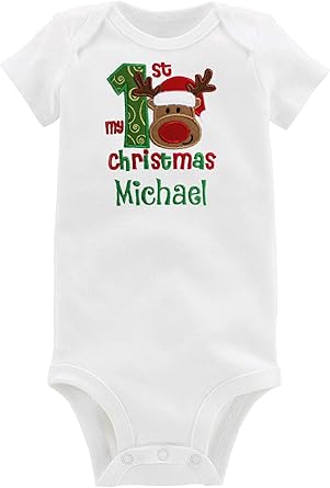 baby boy first christmas outfit personalized