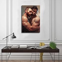HMLZSJ Nude Muscle Male Torso Portrait Art Gay