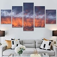SIGNWIN 5 Panel Canvas Wall Art Modern Art Abstract Brushstroke Closeup Digital Art Minimalism Minimalist Multicolor Pastel for Home Decorations Ready to Hang - 60