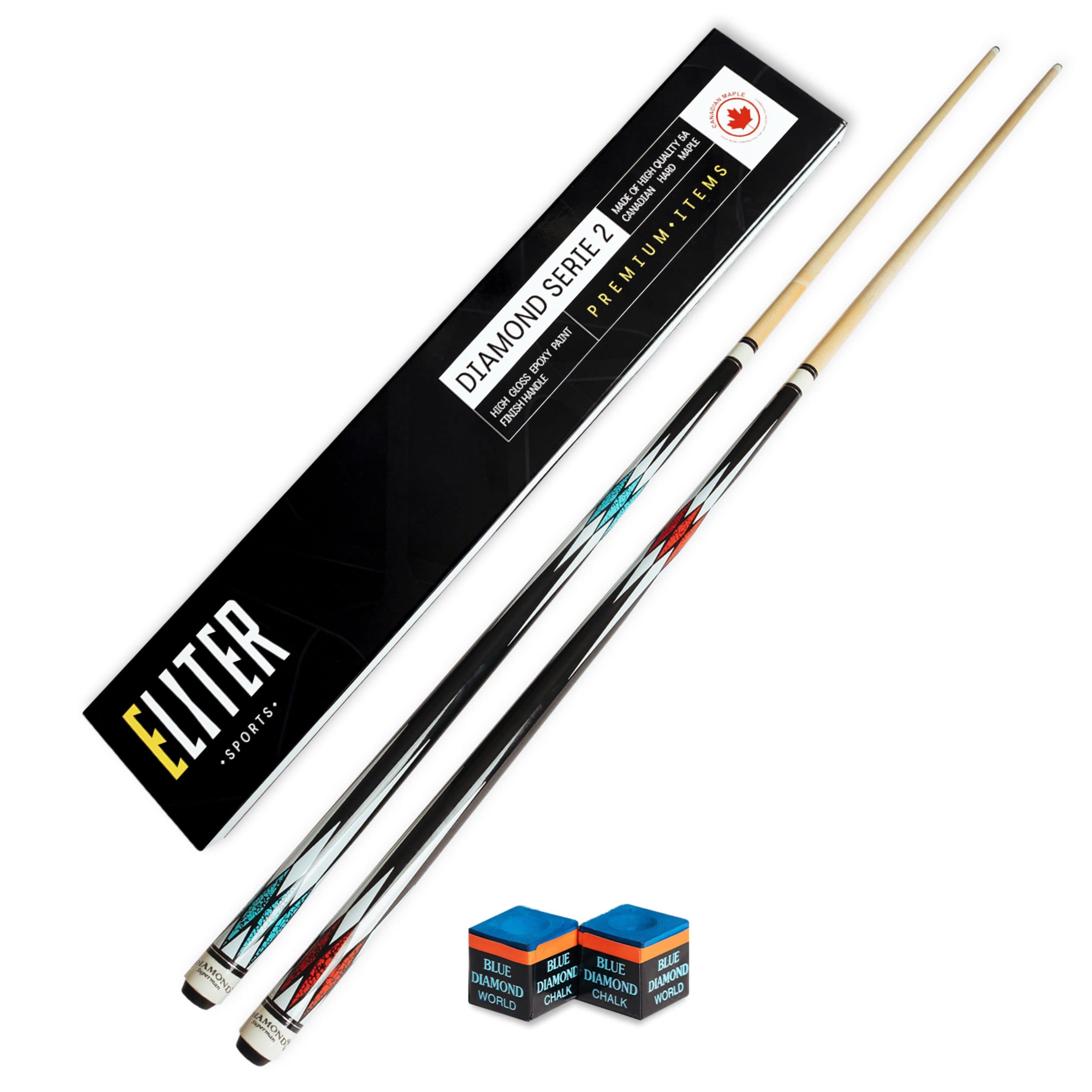 ELITER SPORTS ® - Set of 2 Professional Pool Cue - 57 inch - Pool Cues made of Solid Canadian Maple for a better Control and Accuracy