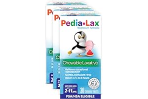 Pedia-Lax Children’s Chewable Laxatives for Constipation, Gently Relieves Occasional Constipation for Kids Ages 2-11, Watermelon Flavor, 30 Count, Pack of 3