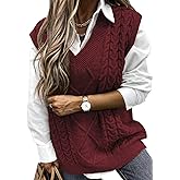 EVALESS Oversized Sweater Vest for Women V Neck Sleeveless Solid Color Loose Pullover Sweater