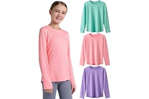 LIBERTY PRO 3 Pack Youth Girls Long Sleeve Shirts Active Dry Fit Athletic Performance Clothes Kids Teens Tees with Thumbholes