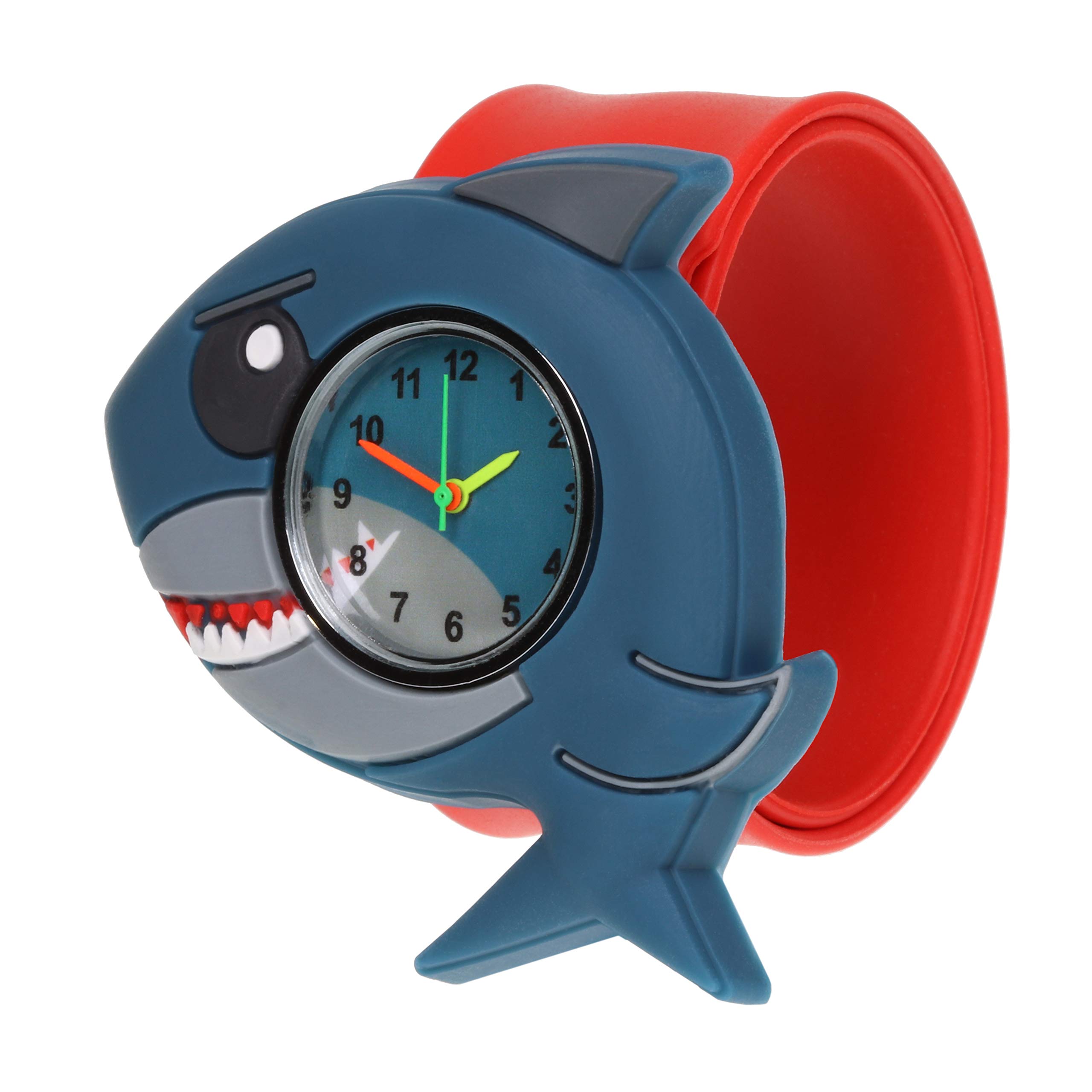 Wacky Watch Shark Sealife Design Slapwatch Fast Fit Kids Childrens Silicone Watch Band Learn to Tell The Time Unisex Instant Fit Any Size