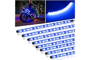 LEYMANRIYA 8 Pcs Car Led Light Strip IP67 Waterproof 11" Flexible Led Lights Underglow 12V for Car Motorcycle Boat Golf Cart Interior Exterior Decoration - Blue