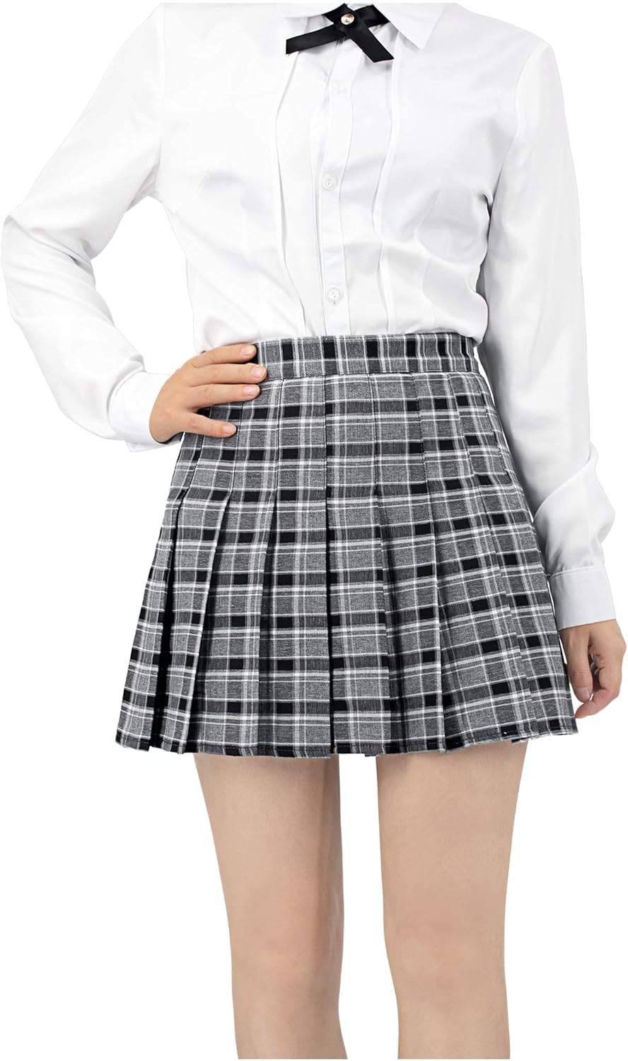 DAZCOS US Size 0-22 Plaid Skirt High Waist Japan School Skirts with Shorts for Women at  Women’s Clothing store