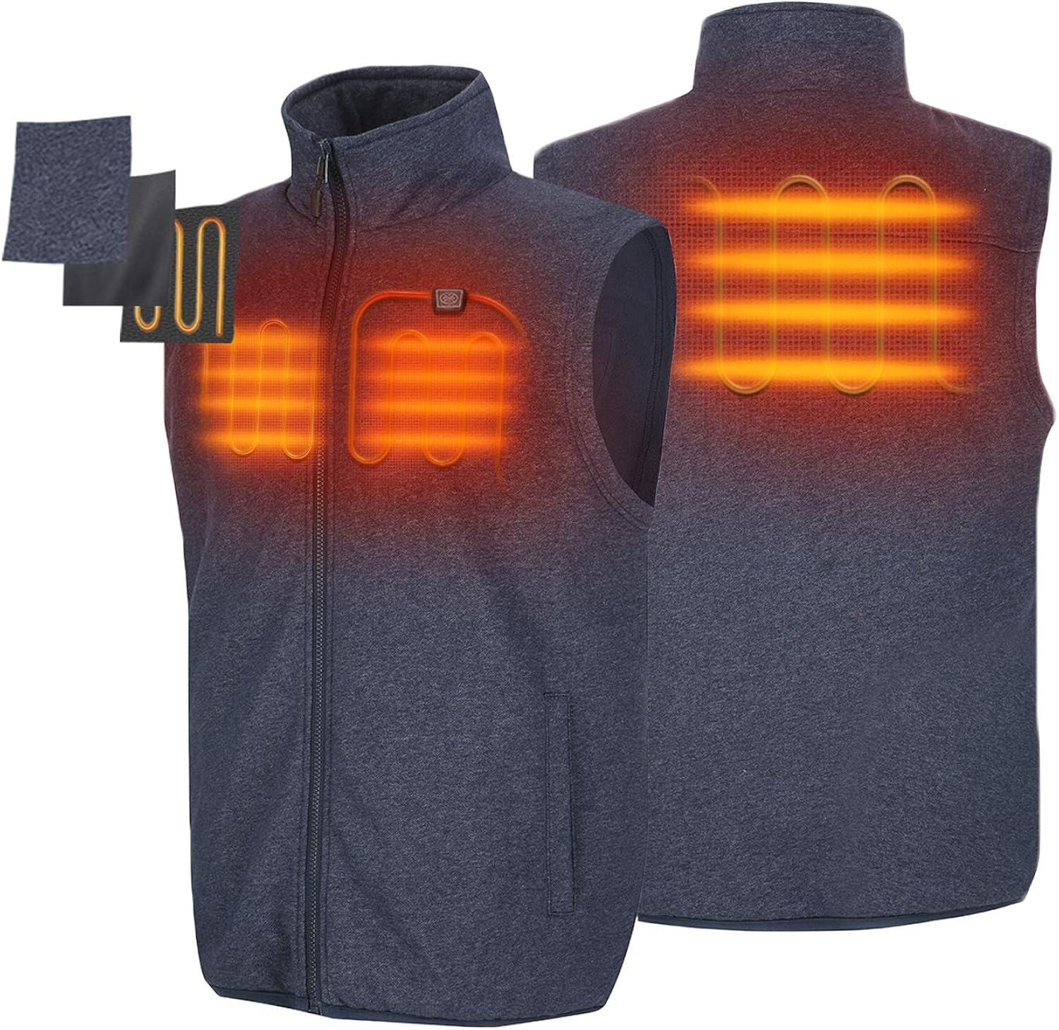 ORORO Men's Fleece Heated Vest with Battery Pack: Clothing
