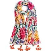 QIUTIMIY Scarf for Women Lightweight Soft Floral Leopard Printed Scarves Fall Winter Fashion Shawl Wrap with Fringe