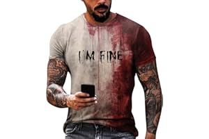 GENERIC Problem Solved T Shirt, Im Fine Bloody Shirt Mens Short Sleeve Crewneck Funny Halloween Shirt