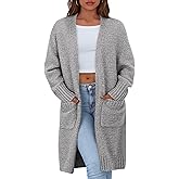 PRETTYGARDEN Fall Long Sleeve Cardigan Sweaters for Women 2026 Trendy Winter Open Front Loose Knitted Cardigans with Pockets
