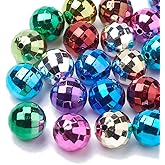 Ornazy 100Pcs 20mm Random Color Round Disco Ball Beads Acrylic Chunky Bubblegum Sparkle Faceted Ball Beads for Jewelry Making DIY Crafts