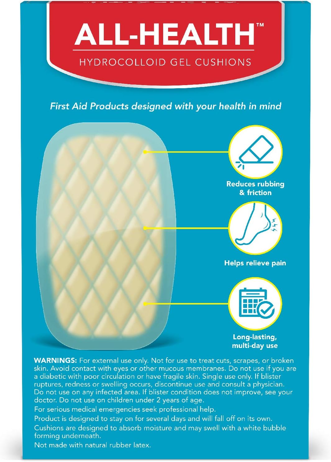 All Health Extreme Hydrocolloid Gel Blister Cushion Bandages, 1.65 in x 2.67 in, 10 ct | Long Lasting Protection Against Rubbing and Friction for Blisters: Health & Personal Care