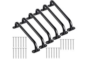 Zonon 6 Pcs Safety Playground Handles Swing Set Metal Monkey Bars Indoor Outdoor Swing Set Accessories Grab Playset Handles Grips Climbing Frame for Play House Jungle(17 Inch,Black)