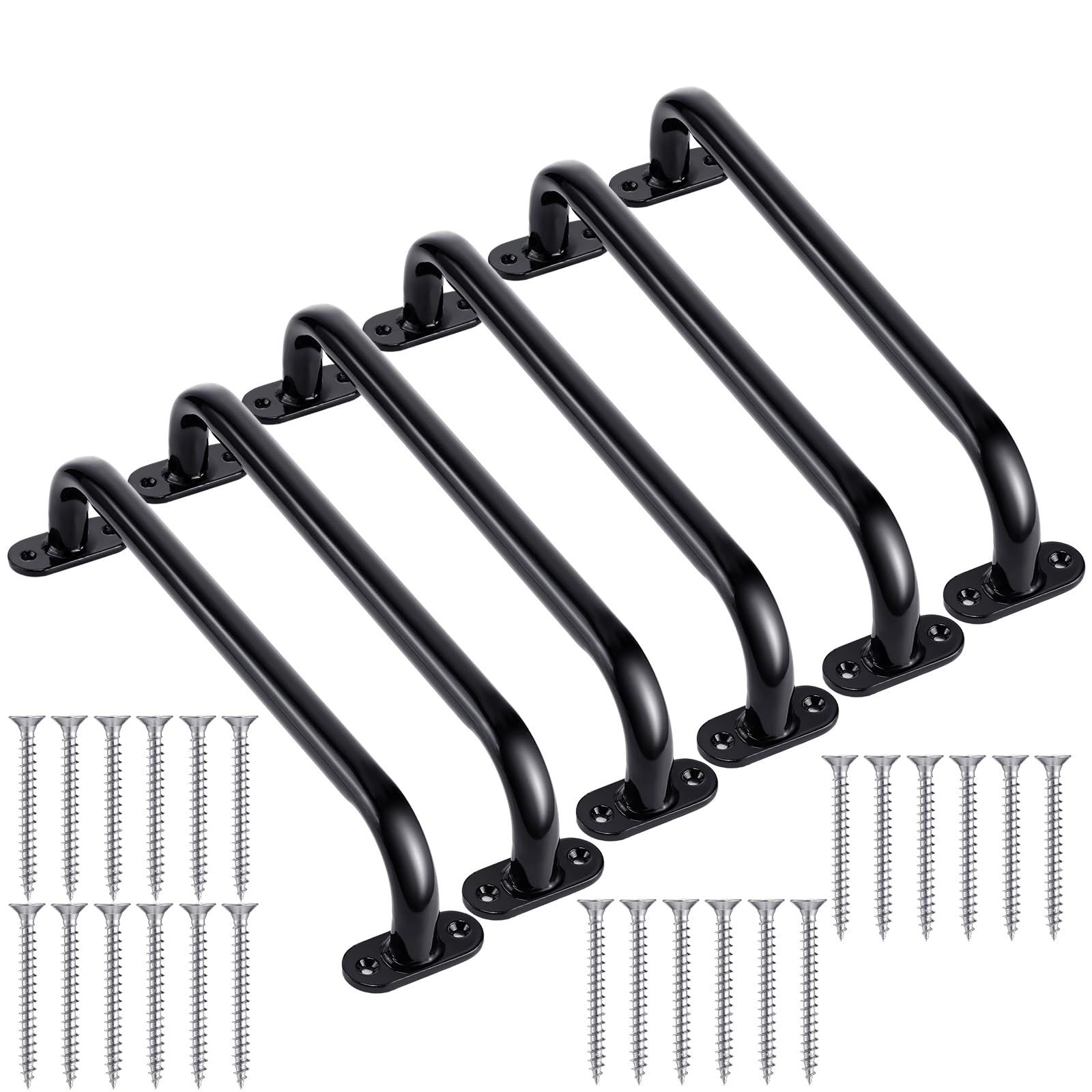 Photo 1 of Zonon 6 Pcs Safety Playground Handles Swing Set Metal Safety Handles Outdoor Swing Set Accessories Grab Playset Handles Grips Climbing Frame for Play House Jungle(Black, 17 Inch)