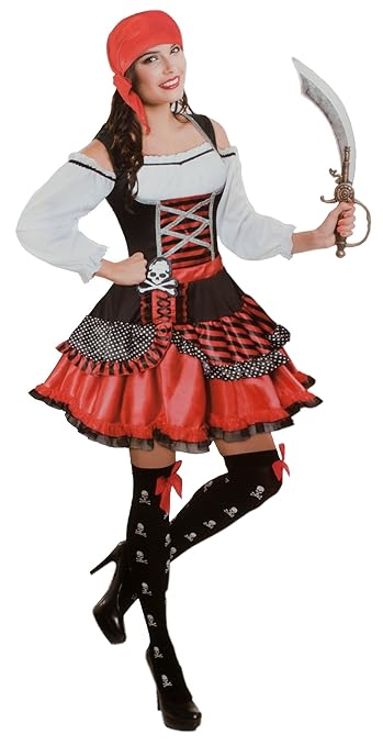 Brandsseller Damen Verkleidung Kostüm Piratin - enthält Kleid und Piratenkopftuch - für Karneval Fasching Halloween - L/XL