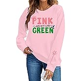 Pink Goes Good With Green Embroidery Sweatshirts Woman Musical Movie Shirts Casual Long Sleeve Pullover Tops