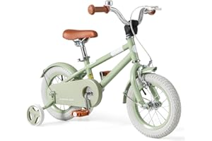 BABY JOY Kids Bike, 12 14 16 18 Inch Sport Style Children's Bicycle with Vivid Color, Training Wheels, Adjustable Handlebar &