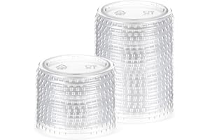 Acellegic 100 Pcs Plastic Cup Lids for 1.5oz to 2oz Portion Cups Disposable Clear Portion Cup Lids Souffle Lid Plastic Food Prep Supplies for Restaurant, Cafe, Catering, Party