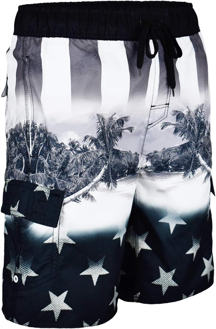 U.S. APPARELUS Apparel Licensed-Mart Men's American Flag Inspired Board Shorts