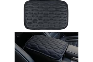 Amiss Auto Center Console Pad, Universal Waterproof Car Armrest Seat Box Cover, Car Interior Accessories, Leather Auto Armrest Cover Protector for Most Vehicle, SUV, Truck (Black)